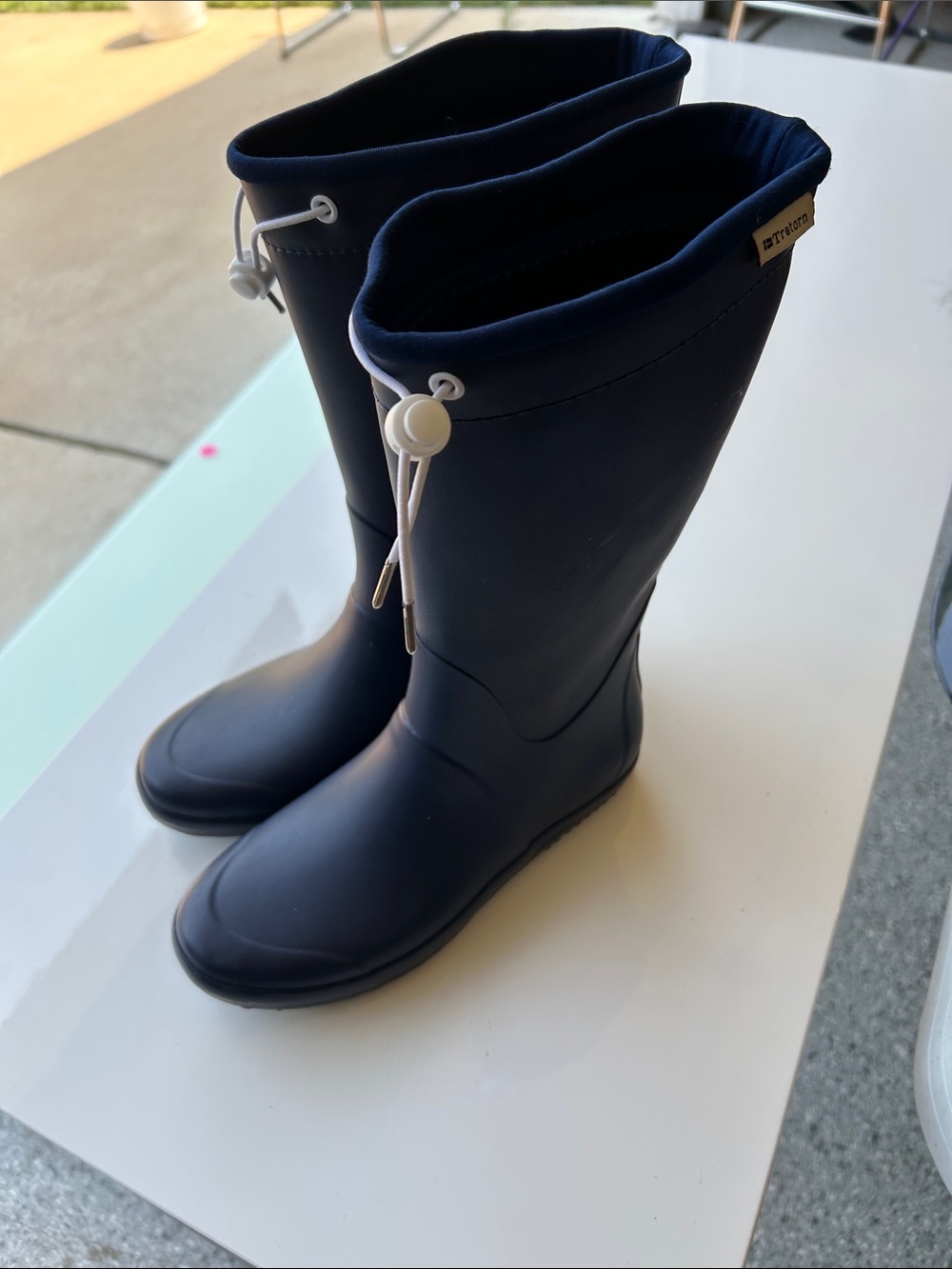Tretorn Navy Boots with White Drawcord